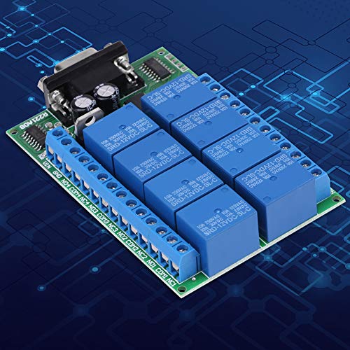 Zunate Relay,8-Channel Relay DC 12V,Relay Module,RS232 DB9 Female Interface,with 6 Commands Read,Open,Close,Self-lock,Click,Interlock - Image 2
