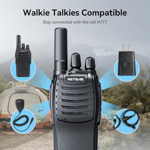 Retevis H-777 Walkie Talkies Rechargeable, 2 Way Radios Long Range, Portable FRS Two-Way Radios, Short Antenna, LED Flashlight, for Adults Family Outdoor (3 Pack) - Image 5