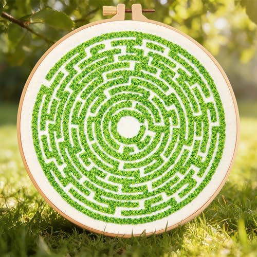 Image of Maze Embroidery Kits for Beginners Adults Funny Hand Embroidery Art Kits, Cross Stitch Kits for Beginners DIY Craft Kits for Adults Women, Entire Set of Embroidery Supplies【Full-length Video Tutorial】