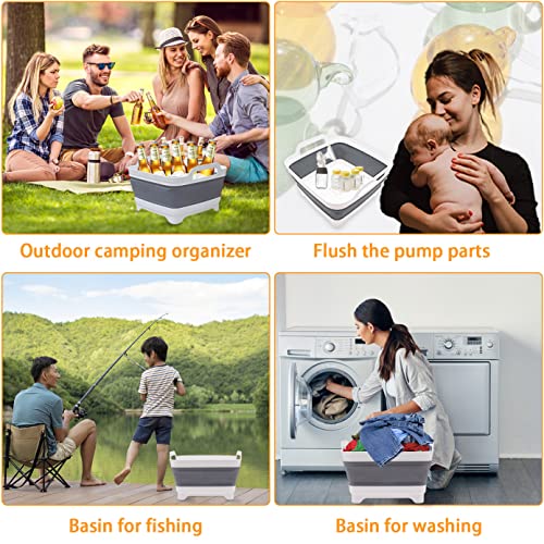 Goderewild 2.4 Gal(9L) Collapsible Dish Basin With Drain Plug, Space Saving Outdoor Multiuse Foldable Sink Tub, Dishpan, Kitchen Storage Tray For Camping, Vegetable Washing, Rv #TOP4