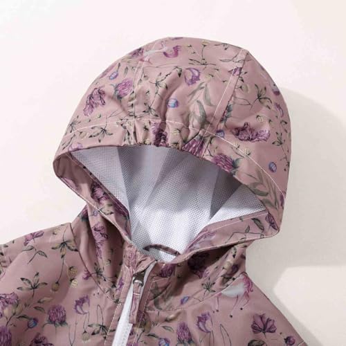 Image of SUNDAY ROSE Girls Windbreaker Jackets Lightweight Water Resistant Coat Outwear with Hooded for Kids