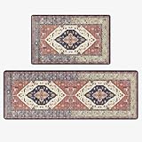 Pauwer Anti Fatigue Kitchen Mats for Floor 2 Piece Set, Cushioned Memory Foam Kitchen Rug, Non Slip Kitchen Runner Rug Carpet, Waterproof Kitchen Sink Area Rug Comfort Standing Mat for Kitchen Laundry