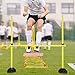 NAIZY Sprungstangen-Set Trainingsstangen für konditionelles Training Sprungkraft, Dribbling und Beweglichkeit (15 Stangen - 100cm, 10 X-Standfüße, 10 Clips) - Gelb