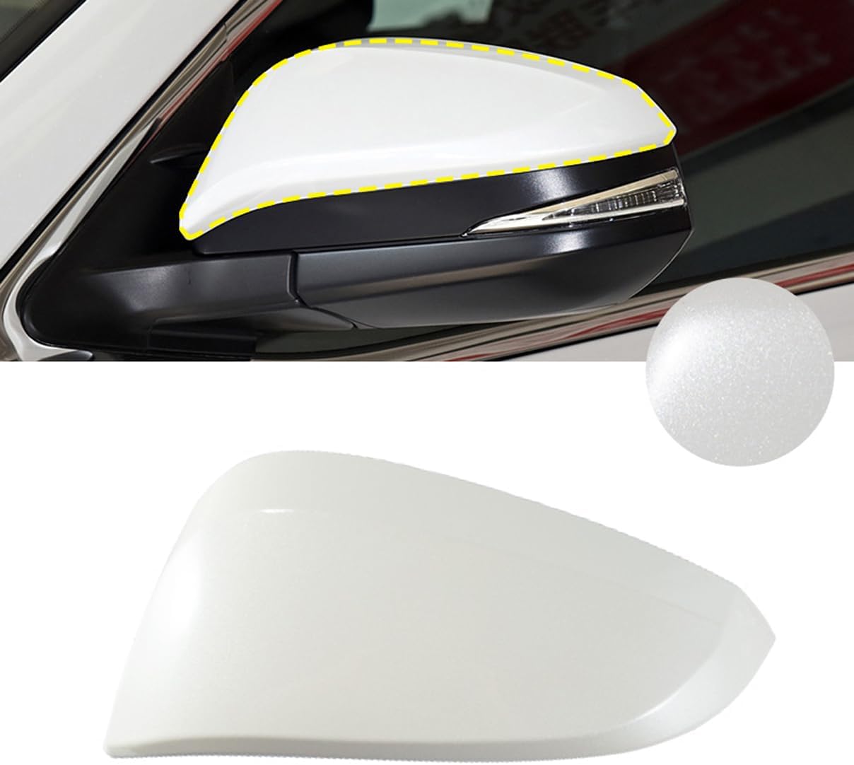 Mirror Cover Replacement car Rearview Mirror Cap Cover For Toyota 4Runner 2014-2023/RAV4 2013-2015/RAV4 HV 2016 (Pearl White, Left)