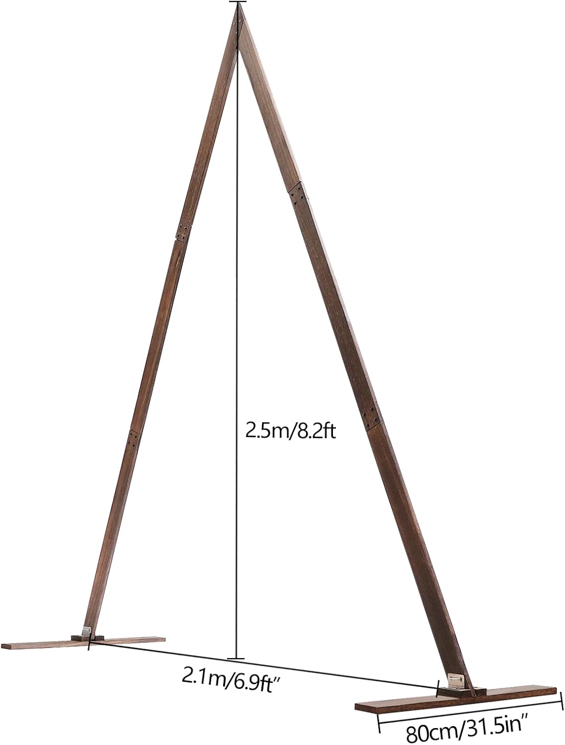 8.2FT Triangle Wooden Wedding Arch, Arbor Backdrop Stand for Ceremony, Natural Wood Rustic Arch Stand for Garden Wedding Party Indoor Outdoor Decoration