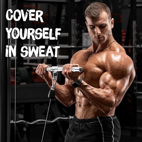 Image of Yes4All Combo Double D Handle & Straight Bar, Multi Cable Machine Accessories, Tricep Press Down Cable Machine Attachment, LAT Pulldown Attachments for Home Gym Set