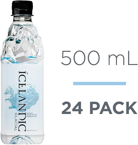 Icelandic Glacial Premium Still Water 500ml Recycled PET Bottles x 24 Per Pack – Alkaline/Low PH, Recycled Packaging, BPA Free, Carbon Neutral from Icelandic Spring. Low TDS and Mineral Content.