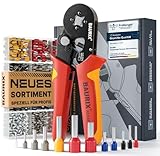 BAURIX® Crimpzange mit 1820 Aderendhülsen Set – Aderendhülsenzange selbsteinstellend 0,25–10 mm², 8-18mm Länge – Elektriker Werkzeug für zuverlässige Kabelverbindungen – PERSEUS (4-Kant)