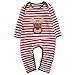 Baby Boys Girls Christmas Long Sleeve Red White Striped Reindeer Romper (90(12-18M), B)