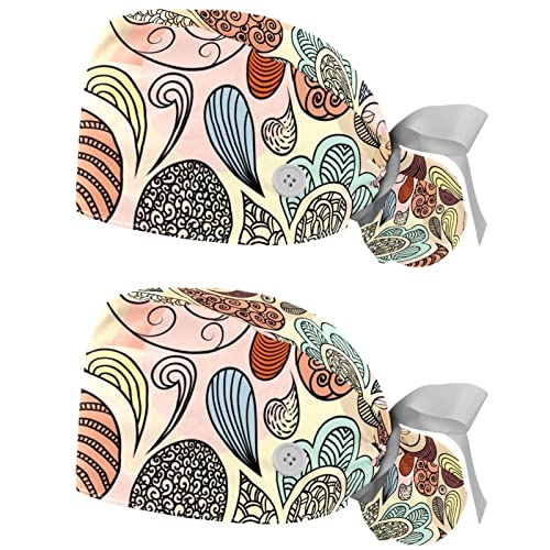 Chapeaux de travail motif ethnique JDEZ : lot de casquettes bouffantes mixtes