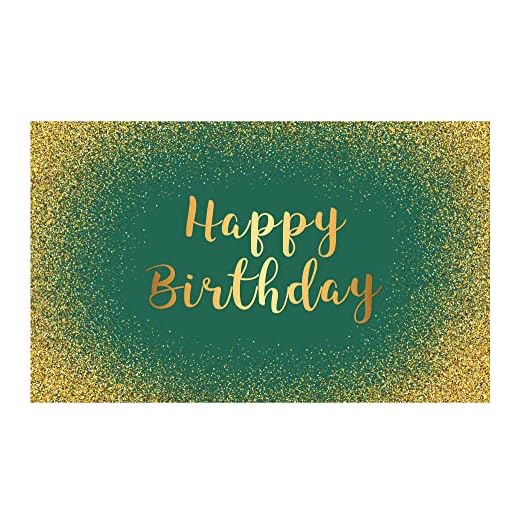 Allenjoy Green Birthday Backdrop Gold Golden Glitter Bday Party Banner Decoration Photography Background Props Cake Table Decor Supply