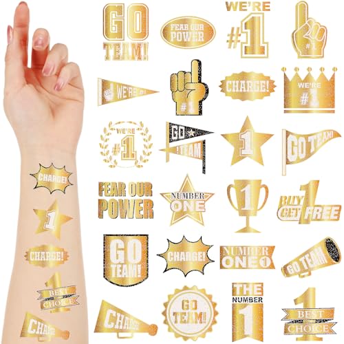 Landhoow Gold 240 Pcs School Spirit Tattoos Football Spirit Item