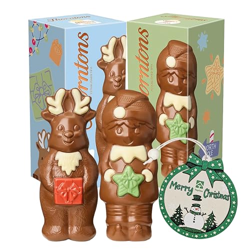 Christmas Chocolate Bulk for Stocking Fillers - Cheeky Reindeer & Elf Milk Chocolate 90g Models with Topline Tree Ornament. Great Christmas Gifts for Kids or Secret Santa Gifts (1 Count)