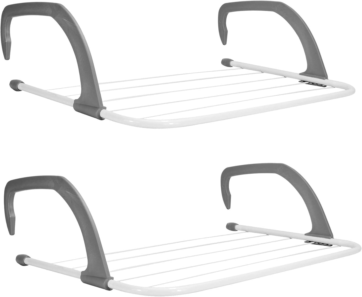 MY HOMIE 5 Bar Radiator Clothes Airer Rack Set of 2 | Foldable Clothes Drying Rack with Adjustable Arms | Iron Radiators Clothes Hanger | White & Grey |