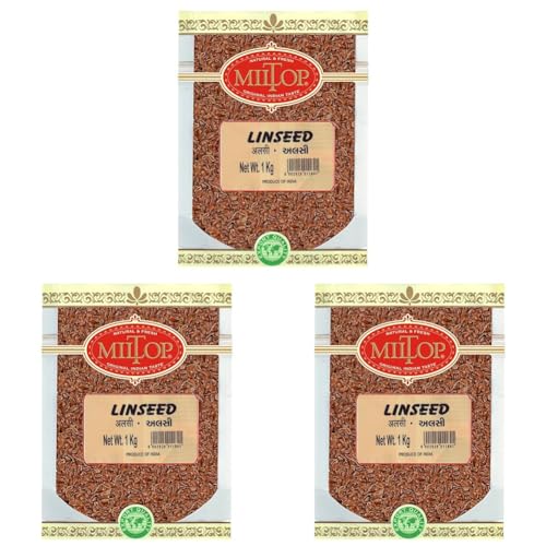 Image of Miltop Flax Seeds 1kg - Raw Unroasted Flaxseed Alsi Seeds for Eating (Pack of 3)