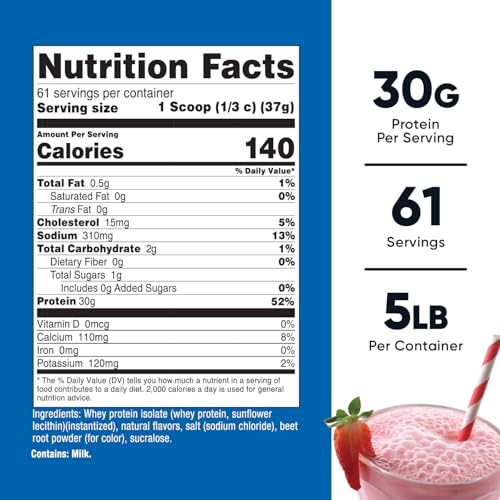 Image of Nutricost Whey Protein Isolate (Strawberry Milkshake) 5LBS