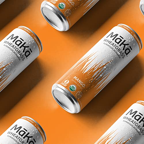 Maka Wheatgrass Yerba Mate Tea Organic Sparking Beverage, Mango, 12 Fl Oz (Pack Of 12), 90Mg Caffeine Energy #TOP3