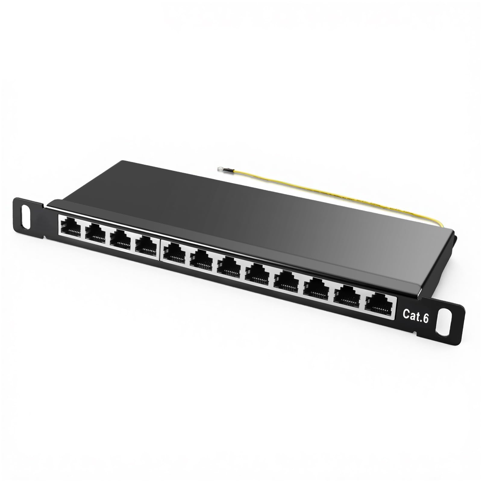CAT 6 Patchpanel Verteilerfeld 12 Port, Geschirmtes LAN Netzwerk Patchpanel RJ45 mit LSA Leiste, 10Gbps Patchpanel 10 Zoll für Cat6A/6/CAT5 Verlegekabel
