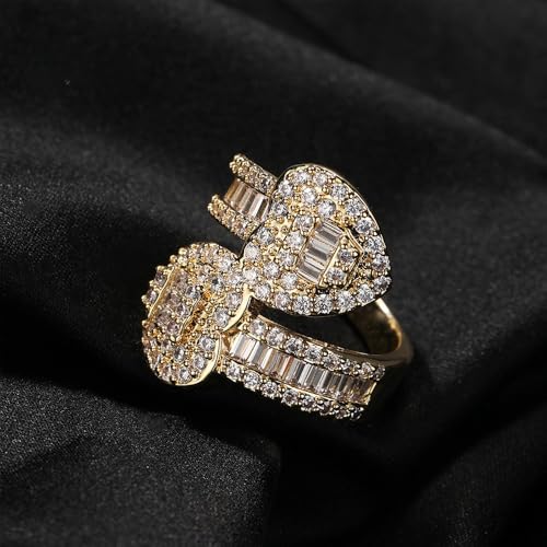 14K Gold Heart Moissanite Ring, Modern Style Women's Band, Ideal for Everyday Wear and Special Occasions (Yellow,US 10)3