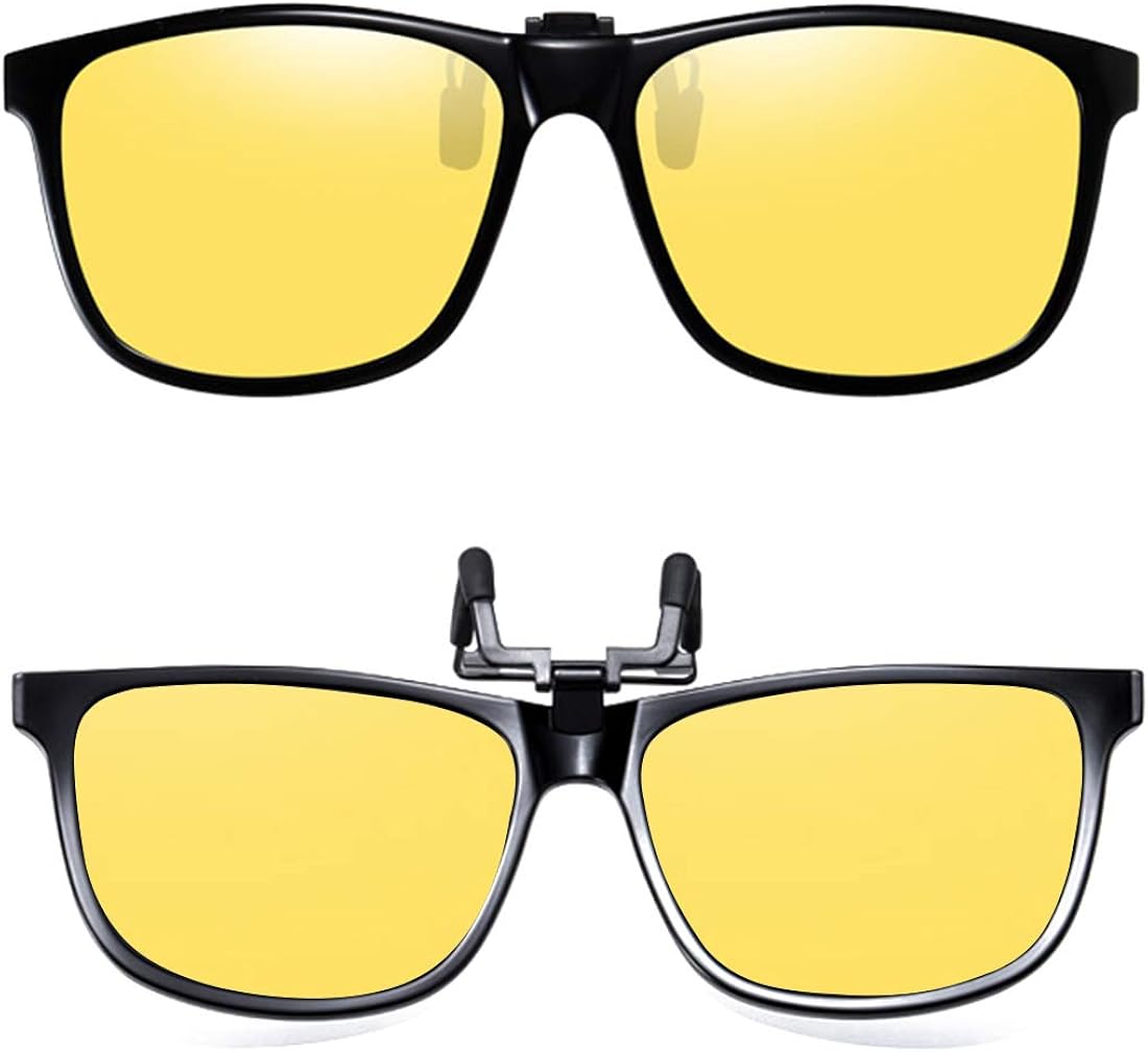 Amazon 偏光フリップアップクリップオンサングラス 反射防止uv保護 運転用サングラス 処方眼鏡 Us サイズ Regular カラー イエロー サングラス 通販