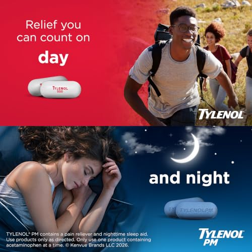 Image of Tylenol Extra Strength 100 ct PM 100 ct. Value Pack, Acetaminophen 500 mg Pain Reliever and Diphenhydramine HCl Nighttime Sleep Aid