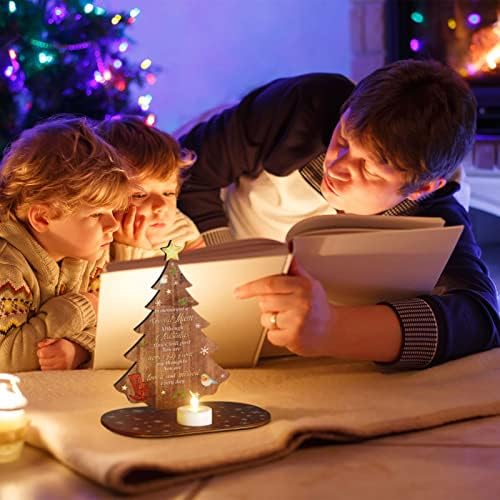 Christmas Remembrance Candle Grave Ornament Wooden Christmas Tree Graveside Memorial Plaque Candle Holder and LED Tealight Candle to Remember Special Loved Ones Merry Christmas in Heaven (Mother)