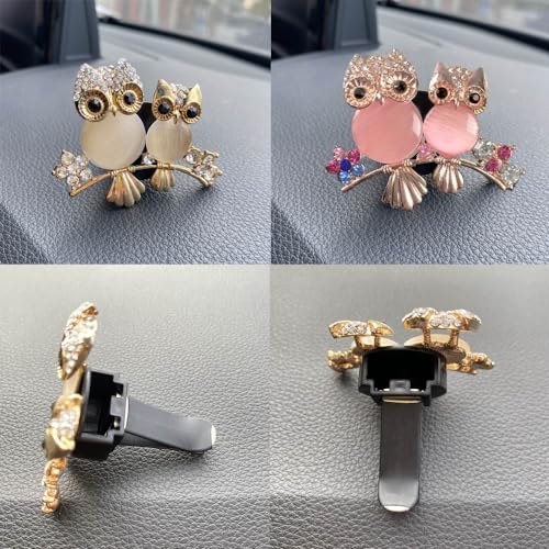 Image of ZOSTLAND Rhinestone Car Decorative Clip,Car Air Fresheners,Metal Vent Clip,Bling Auto Air Vent,Personalized Automotive Interior Decoration Accessories,Auto Decor Gift for Women,Men (2pcs Owl)