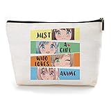 Funny Anime Cosmetic Bag, Makeup Bag Gifts for Anime Lovers, Birthday Gift for Women Girl Best Friend Sister Daughter, Just A Girl Who Loves Anime(5SM013)