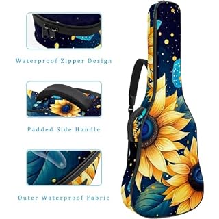 JRHEJTFZ Housse pour guitare acoustique de 1,9 cm d’épaisseur, étanche, durable et élégante, motif tournesol bleu fleur, Multicolore 5., 42.9×16.9×4.7 in, Motif imprimé tendance - Les Beatles, Paul McCartney, John Lennon, RIngo Starr, George Harrison JRHEJTFZ Housse pour guitare acoustique de 1,9 cm d'épaisseur, étanche, durable et élégante, motif tournesol bleu fleur, Multicolore 5., 42.9x16.9x4.7 in, Motif imprimé tendance – Image 4