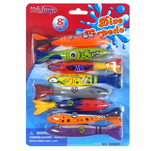 Haktoys Underwater Diving Torpedo Bandits, Swimming Pool Toy 5” Sharks Glides Up to 20 Feet Fun Water Games for Boys and Girls (Set of 8 Pieces) - Thumbnail 5