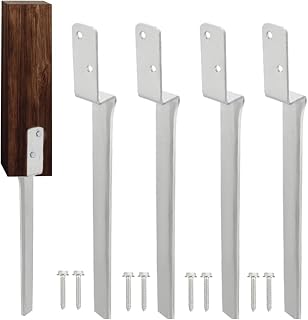 Einschlaghülse, 4er Set Einschlagbodenhülse, L-Pfostenträger Bodenhülse für Vierkant-Holzpfosten, 50 cm Bodenanker Schaukel, Einschlagen Erdanker für Schaukel, Zäune, Gartenprojekte