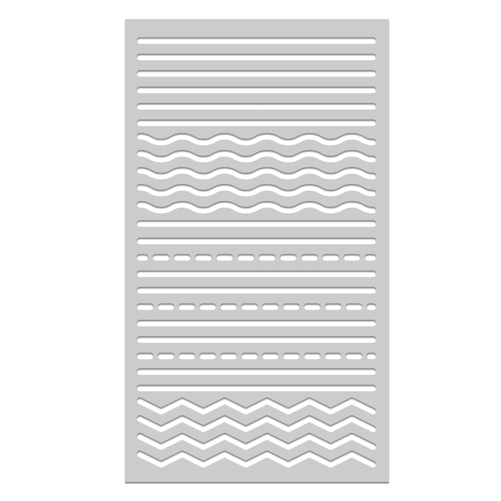 Multiple Useful Line Metal Stencils for Painting Straight Line Stencil Template for DIY Crafts Wavy Line Broken Line Dotted Line for Painting on Wood Wall Scrapbooking Diary Furniture Decor 4''*7''