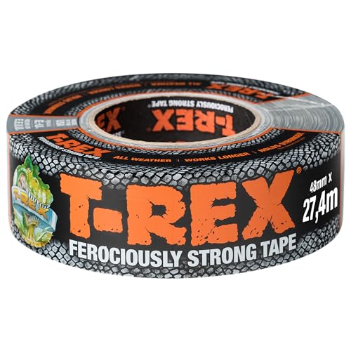 T-REX 821-00 Cinta de blindaje extra fuerte - Cinta textil impermeable para reparaciones en interiores y exteriores - Cinta adhesiva versátil - 48mm x 27,4mm