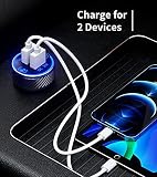 KEWIG Ładowarka samochodowa, podwójny port QC3.0 szybka ładowarka samochodowa USB, szybkie ładowanie 36 W/3 A ładowarka samochodowa z niebieską diodą LED i przełącznikiem dotykowym pasuje do telefonu