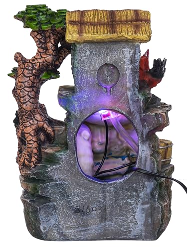 Image of Polyresin Hen Design Tabletop Indoor 3 Steps Water Fountain for Home Decor with LED, Speed Controller Pump & Crystal Ball (Size: 24 x 19 x 34 CM |Colour: Multi | Weight: 1800 Gram)