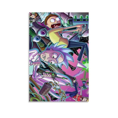 RYTRHNCV Rick And Morty Poster Anime Posters Aesthetic Canvas Wall Art Print Home Decor for Bedroom Living Room12x18inch(30x45cm) Unframe-style