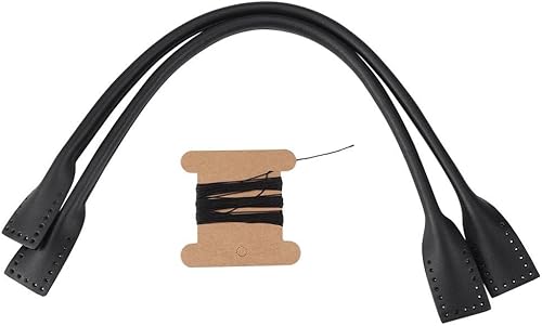 Walfront Manijas de cuero para bolso de cuero Manijas de cuero genuino Bolsa de cuero Correa para accesorios de mano con hilo negro marrón opcional