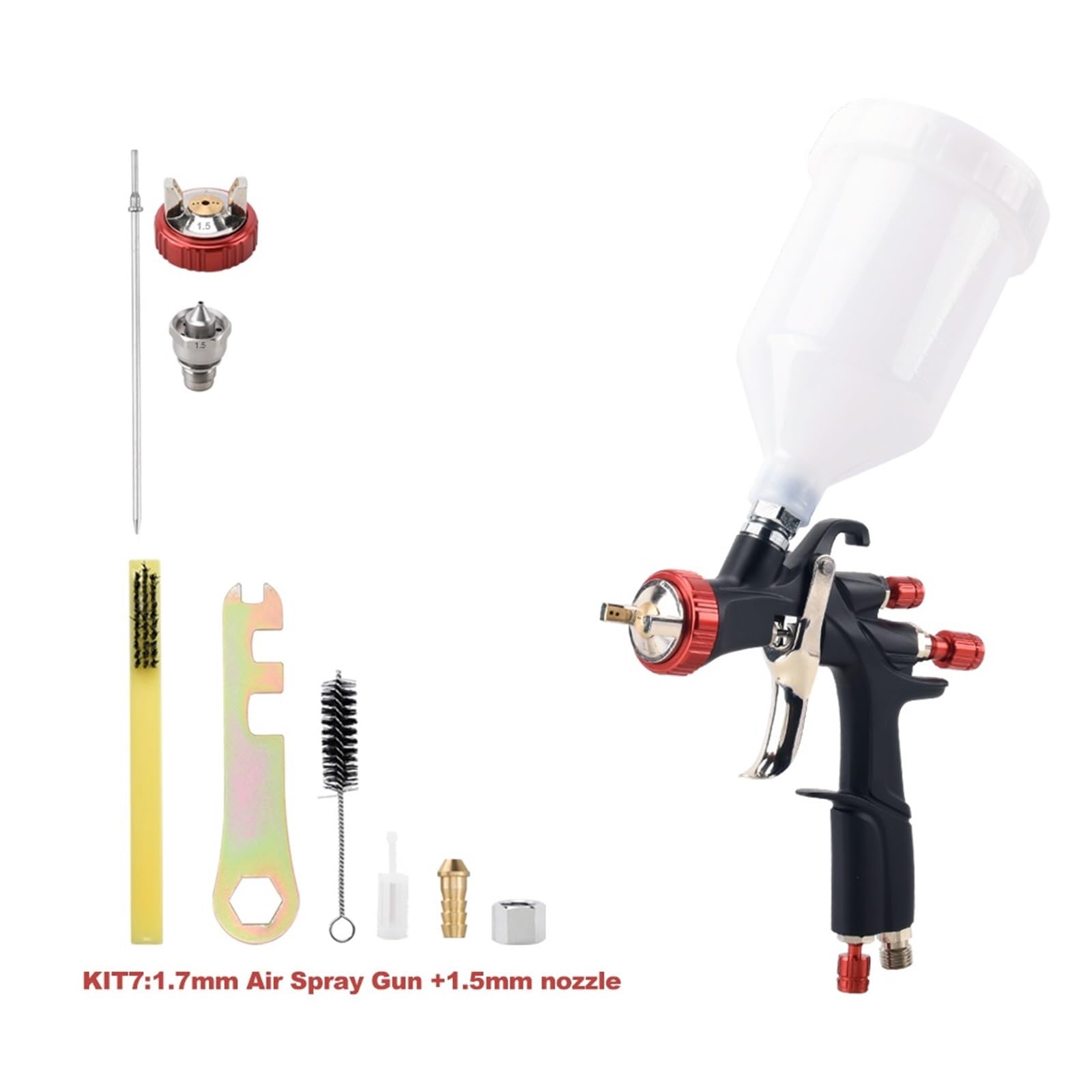 Pistola per verniciare, Pistola a spruzzo ad Aria Pistola for verniciatura Auto Kit Pistola a spruzzo for Vernice Aerografo 1.3mm 1.4mm 1.5mm 1.7mm 2.0mm(1.7gun 1.5nozzle)