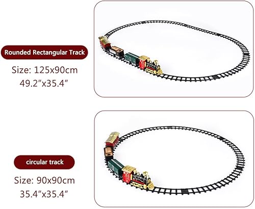 Miniatura 2 de Juego de tren de Navidad, locomotora de vapor eléctrica con luces, música, sonido y humo, 3 pistas a pilas, juego de vacaciones para niños y niñas