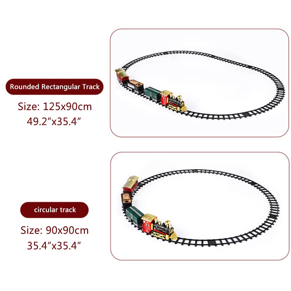 Juego de árbol de tren de Navidad con luces y sonido, juego de tren para debajo del árbol de Navidad, locomotora de vapor eléctrica, funciona con pilas, juego de pista como regalo de fiesta