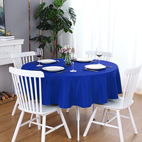 FOLINS&HOME Royal Blue 108 Inch Round Tablecloth, Waterproof Table Cloth