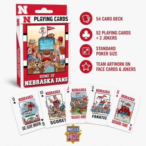 Image of Masterpieces NCAA Nebraska Cornhuskers Playing Cards - Officially Licensed 54 Card Deck - Adult