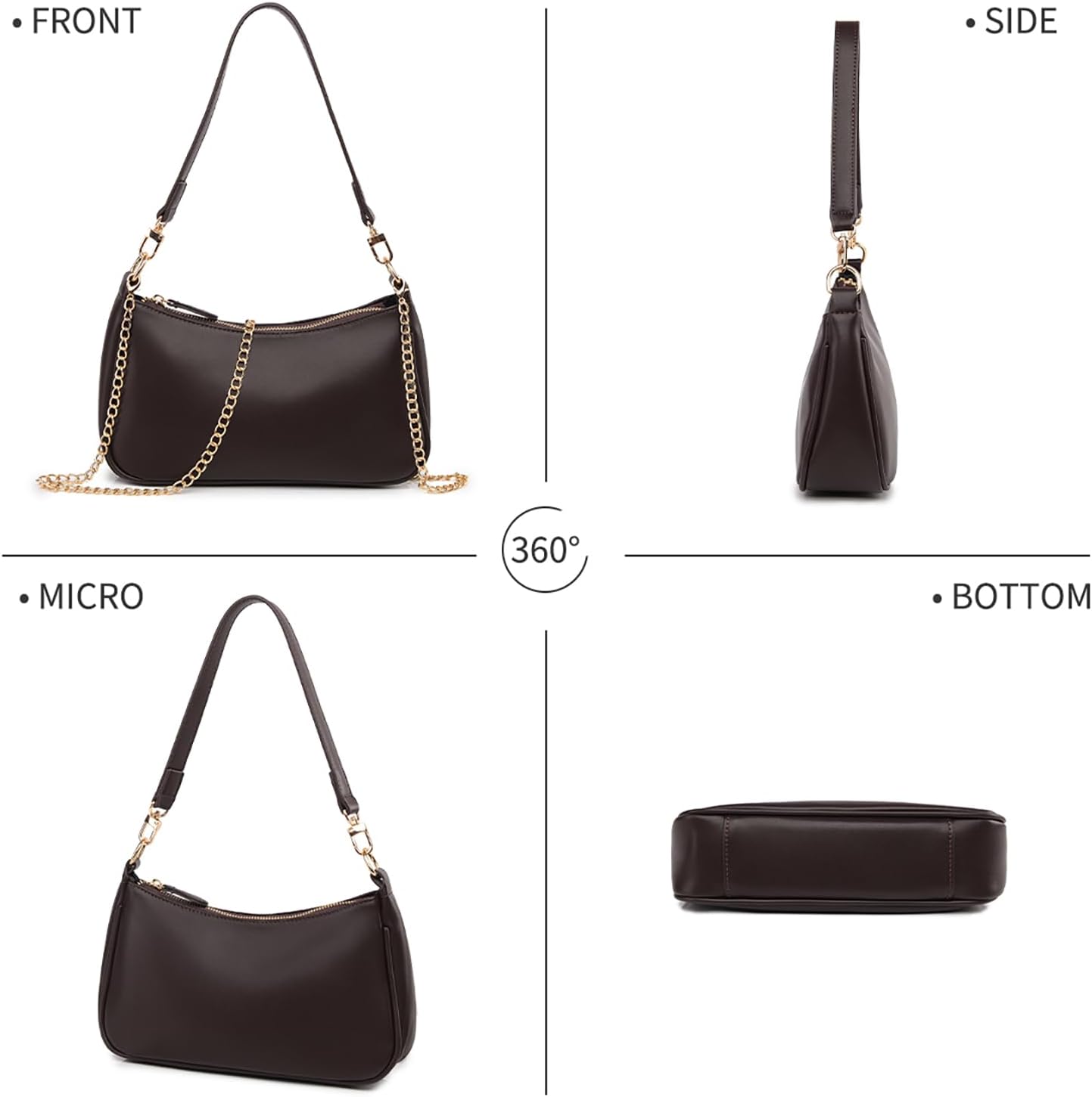 Shoulder Bag for Women with 2 Removable Straps and Zipper Closure Crossbody Bags Clutch Tote HandBags Purses | Zipper Closure, Zipper Closure - Image 5