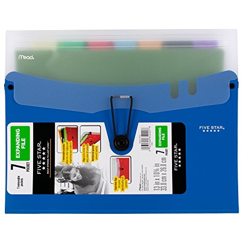Five Star Expanding File Folder, 7-Pocket Expandable File Folder, Removable Files, Color Will Vary (35222)