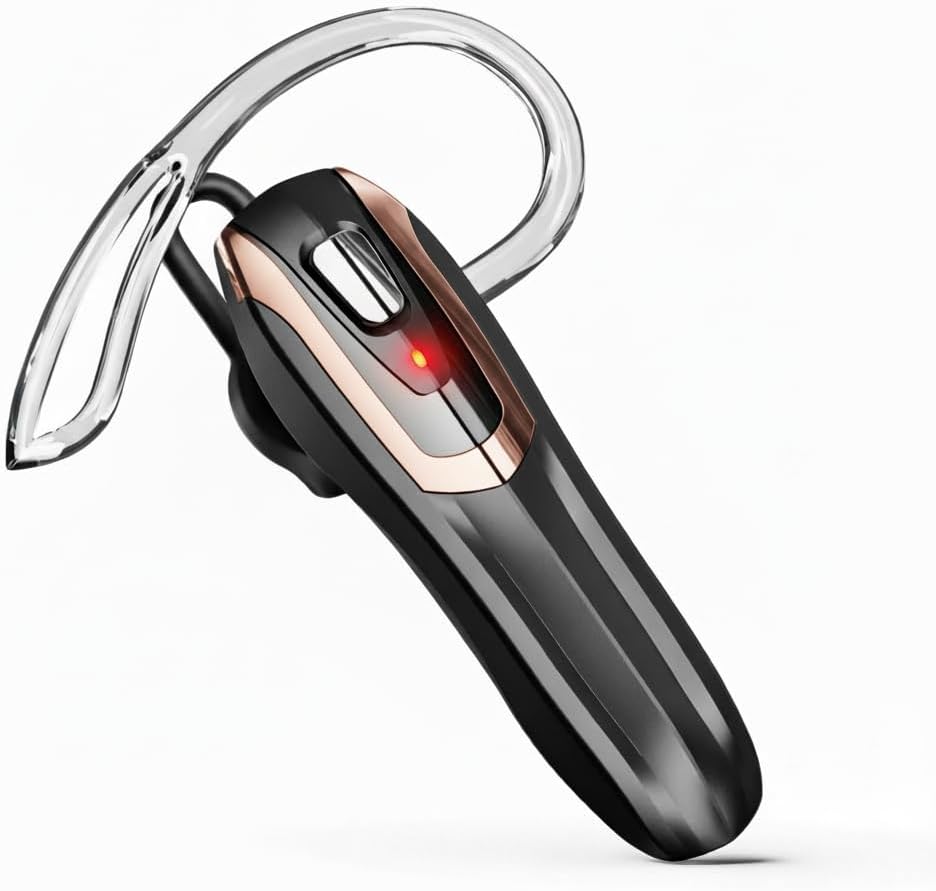 2Pieces Single Ear Wireless Headset, Bluetooth 6.0 for Cell Phone & Computer, Bluetooth Earpiece, 42H Music Playback, Clear Call Noise Reduction, Hands-Free for Drivers and Office Work