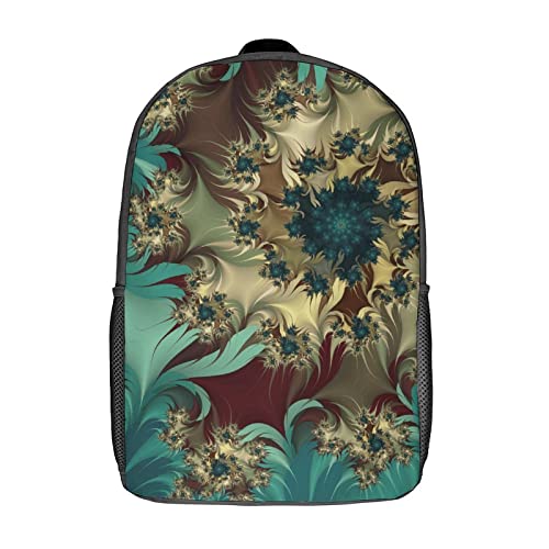 Sac à dos imprimé en 3D Fractal Fashion : grand cartable scolaire multi-poches 17 pouces