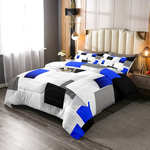 Juego de edredón con estampado cuadrado 3D, tamaño individual, juego de edredón geométrico abstracto para niños, decoración de dormitorio de niños, regalo de Navidad, juego de ropa de cama de