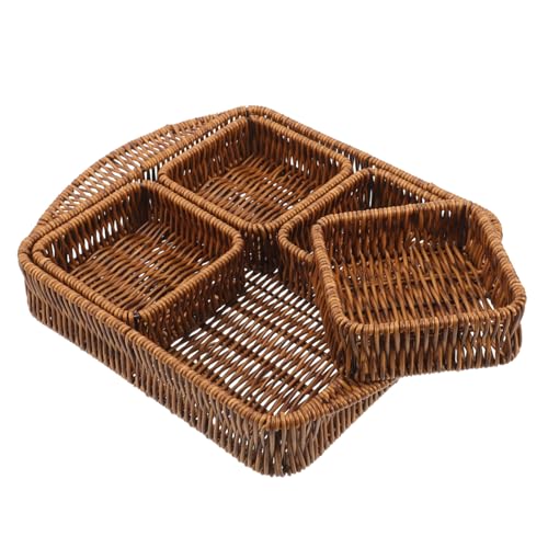 OKUMEYR 1 Set Woven Storage Basket Small Snack Basket Organizer for Desktop Multi Functional Compartment Storage for Dried Fruits and Sturdy and Practical Design for Home Use
