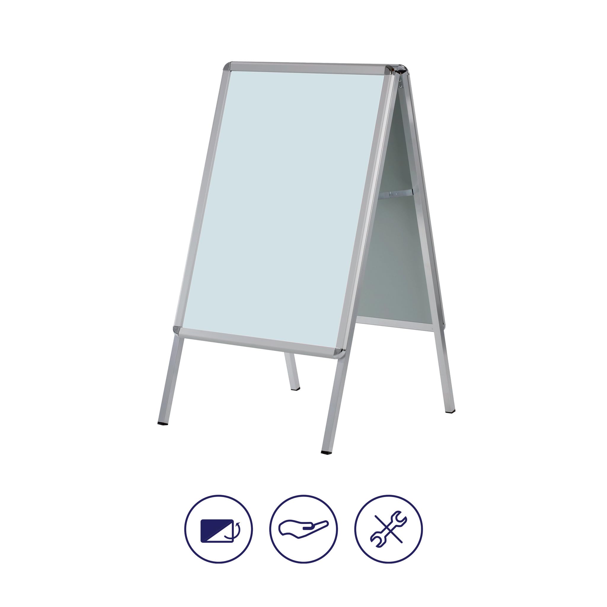 FRANKEN Plakatständer Kundenstopper A1 mit Klapprahmentechnik, freistehend, doppelseitig, Aluminiumrahmen, Standard, BSA1