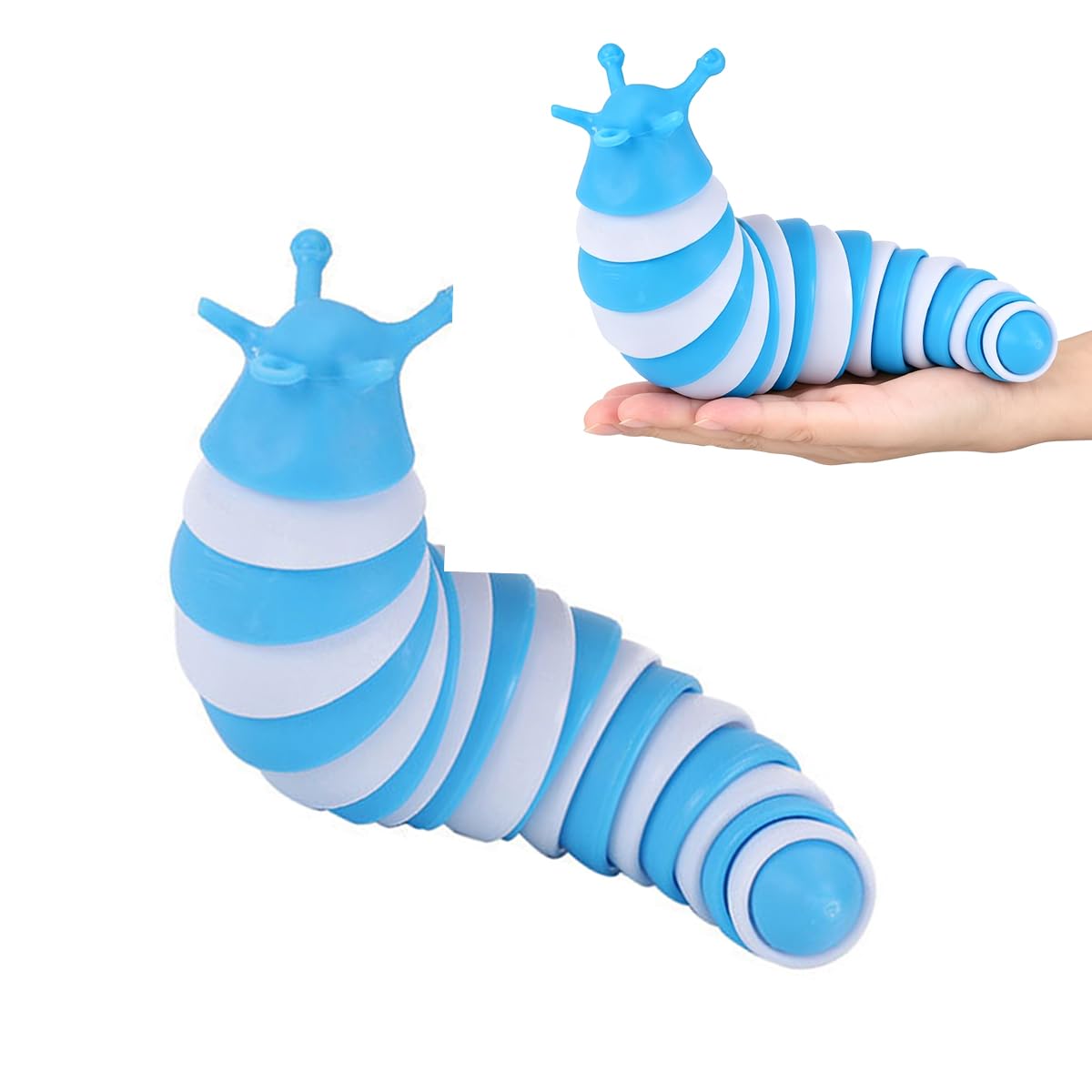 2PCS Stress Relief Colorful Lobster Set,Caterpillar Set Style, Articulated Sensory Sets for Autism,Flexible Slug Fidget Set for Calming (Blue)